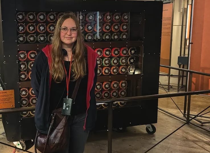 Me visiting the Bombe by Alan Turing at Bletchley Park in 2025.